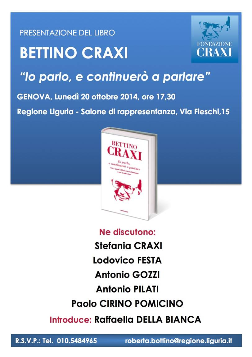 Presentazione libro “Io parlo e continuerò a parlare”, 20 ottobre 2014, h. 17.30